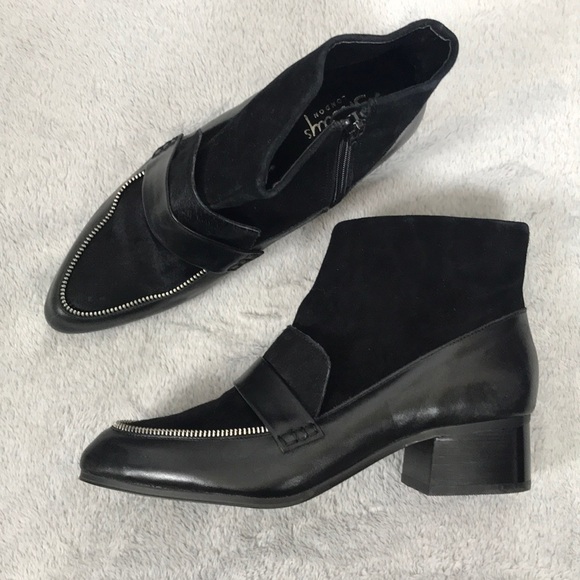 Shellys London Shoes - SHELLYS LONDON leather & suede loafer bootie